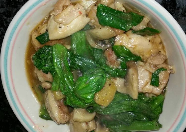Steps to Prepare Perfect Chicken and Mustard Green Stir-fry