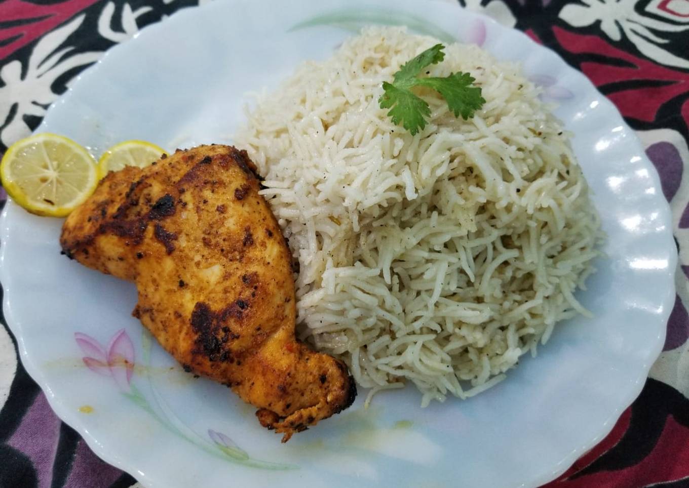 GRILLED CHICKEN WITH PLAIN RICE #cookpadramadan