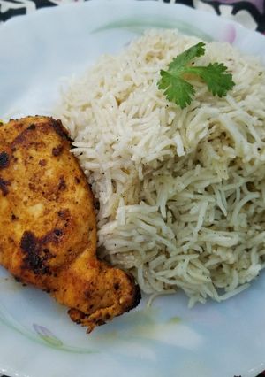 A picture of GRILLED CHICKEN WITH PLAIN RICE #cookpadramadan.