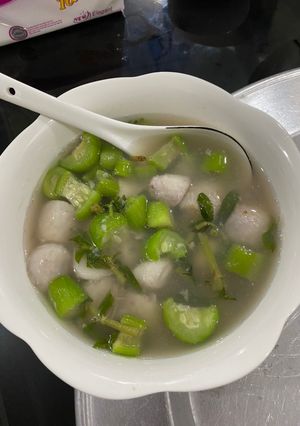 Hình của món Canh chay khoai sọ mướp.
