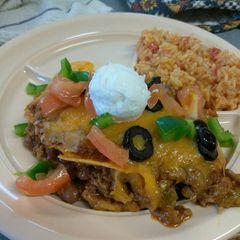 A picture of Mexican lasagna.