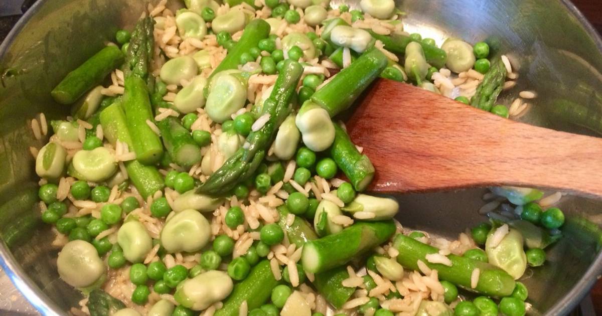 Garlicky Broad Beans, Asparagus & Rice Recipe by Sonia Cookpad