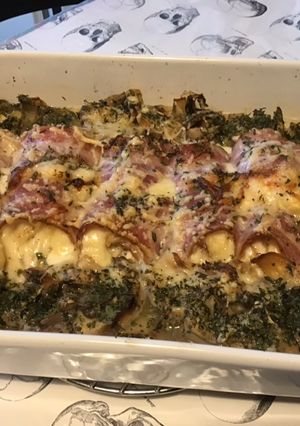 Une photo de Roulés de poulet au bacon,emmental,moutarde douce et champignons