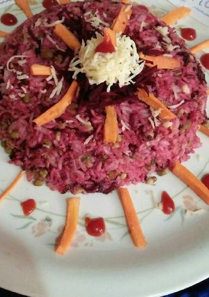 A picture of Beetroot sprouts rice.