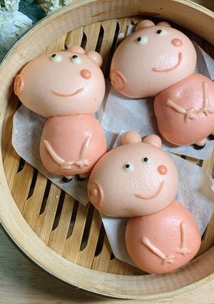 豬小妹造型饅頭 的食譜成品照片