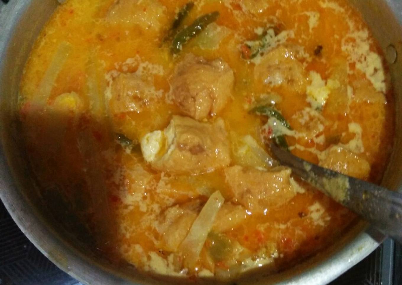 Tahu pong labu siam lombok ijo masak santan