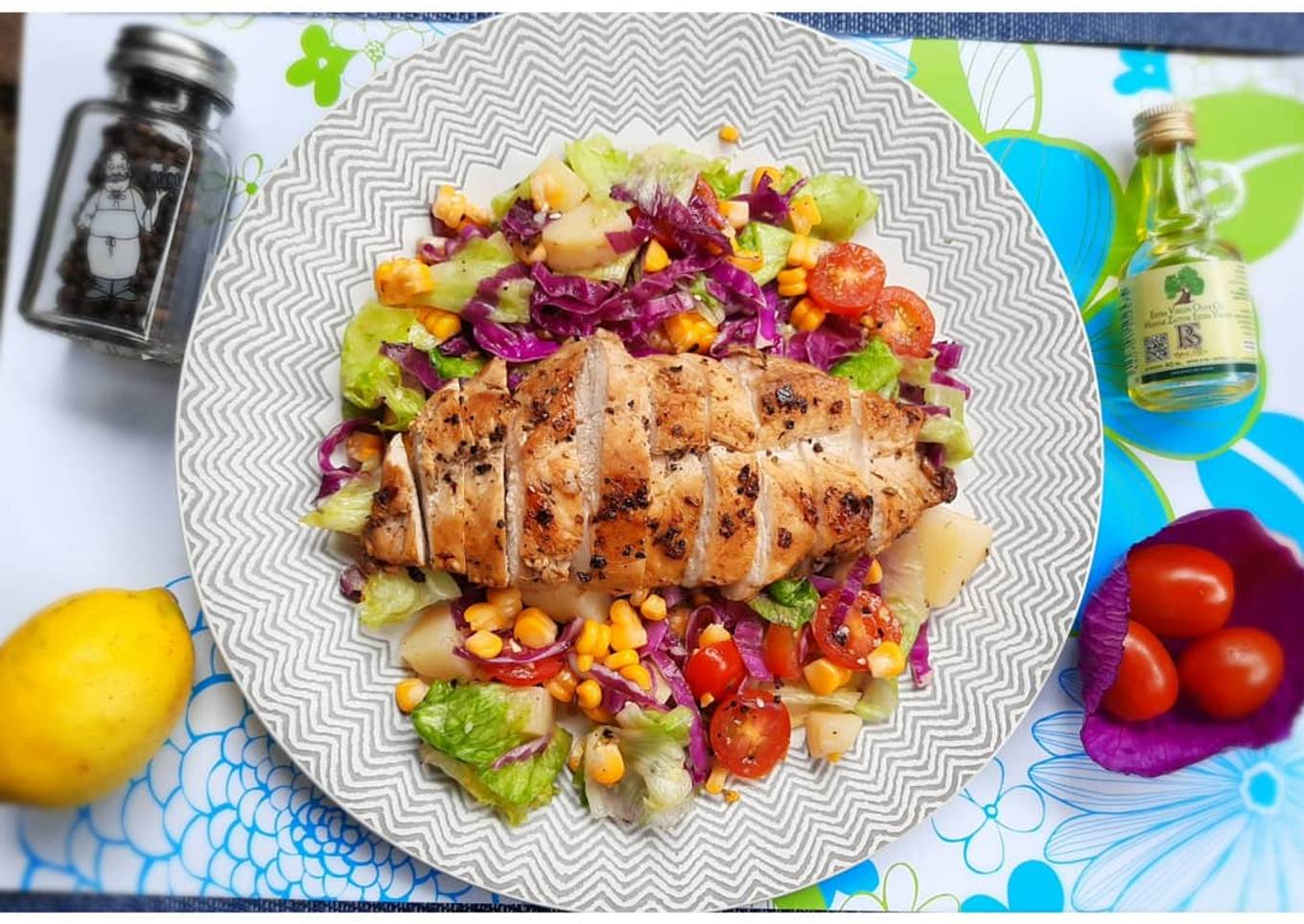 Roasted Chicken Breast with Rainbow Salad