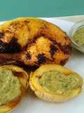 Pollo peruano a la brasa con salsa de ají verde
