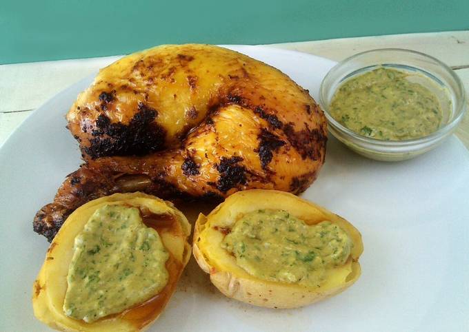 Pollo peruano a la brasa con salsa de ají verde Receta de ? La Cocinera  Novata - Cookpad