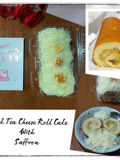 Foto resep Black Tea Cheese Roll Cake With Saffron