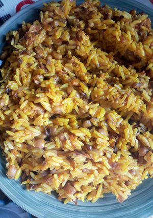 A picture of Red oil Rice and beans.
