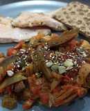 Pavo con alcachofas, champiñones, pimiento y tomate 🥗