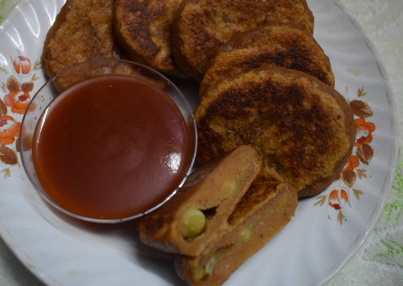 Banana and peas sweet and spicy tawa kabab