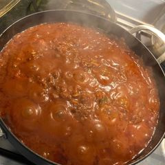 A picture of Rich bolognaise sauce with beef and lamb mince.