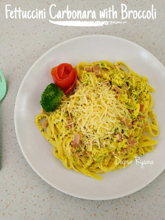 Foto resep Fettuccini Carbonara With Broccoli