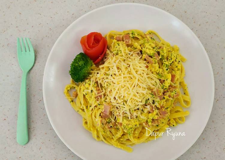 Fettuccini Carbonara With Broccoli