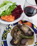 Corazón de res con champiñones al vino
