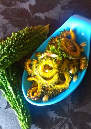 A picture of Stir fry karela.
