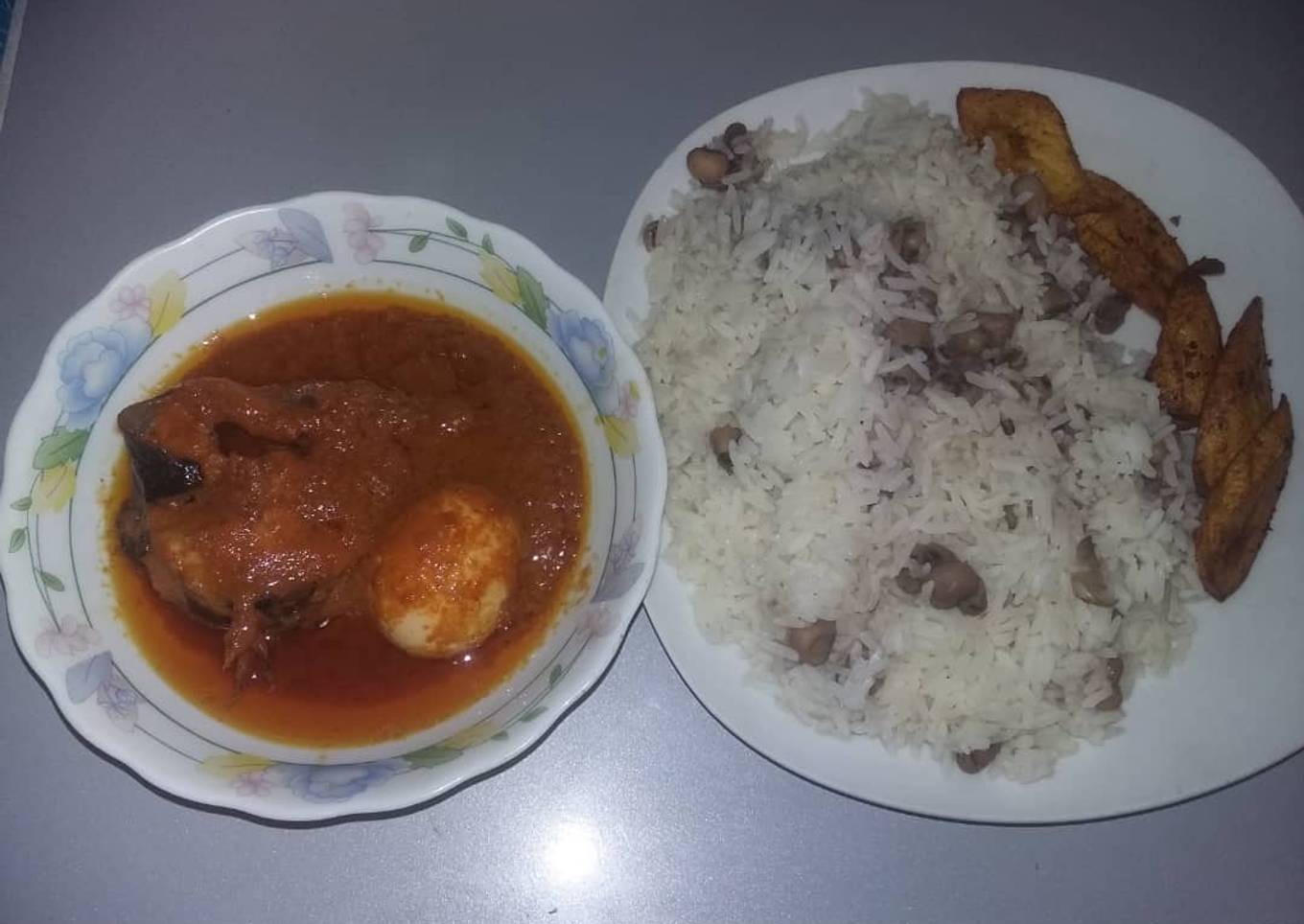 Cat fish stew and rice wit beans