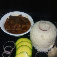 Liver stew and onion rice A picture of Liver stew and onion rice.