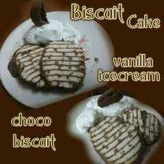 A picture of No Bake Choco Marie Biscuit Cake.