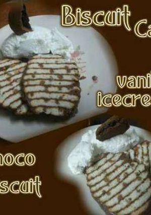 A picture of No Bake Choco Marie Biscuit Cake.