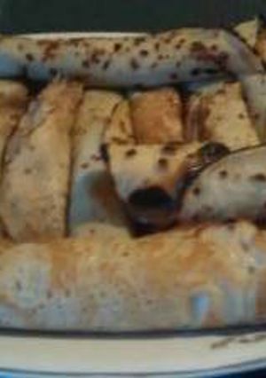 Una foto de Panqueques rellenos con dulce de leche