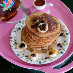 Eggless Oats Banana Pancakes A picture of Eggless Oats Banana Pancakes.