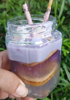 Foto resep Pudding Jelly Ungu (Taro, Anggur dan Blueberry) in Jar
