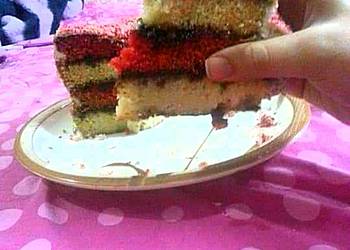 Easy Serving Recipe 4 layer vanilla red cake Delicious and Healthy