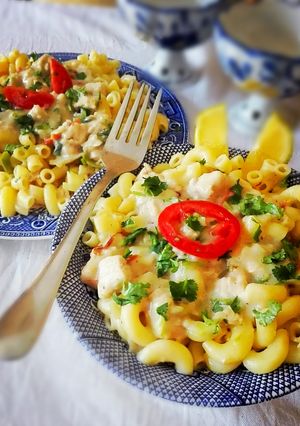 A picture of White Sauce Pasta.