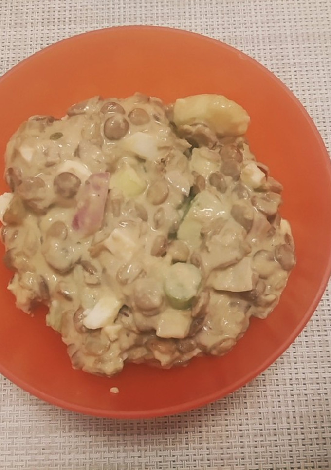 Tojásos lencsesaláta recept fotója