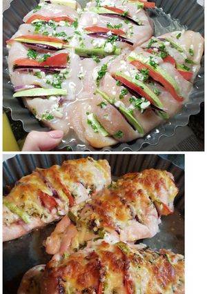 Una foto de Pollo relleno con vegetales