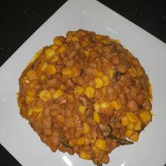 A picture of Beans and Corn aka Adalu.