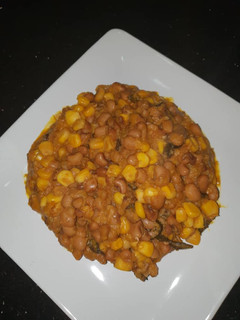 A picture of Beans and Corn aka Adalu.