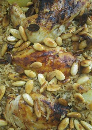 صورة لوصفة رز بالفرن مع دجاج