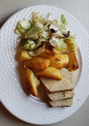O poză a rețetei Cotlet cu cartofi aurii.