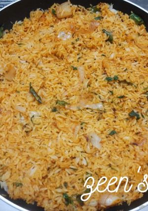 A picture of Mirchi Chawal.