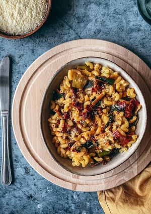 Une photo de Coquillettes Poireaux Chorizo