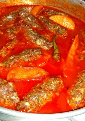 صورة لوصفة كباب مع البطاطا
