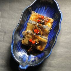 A picture of Nori Tofu in Mushroom Sauce.