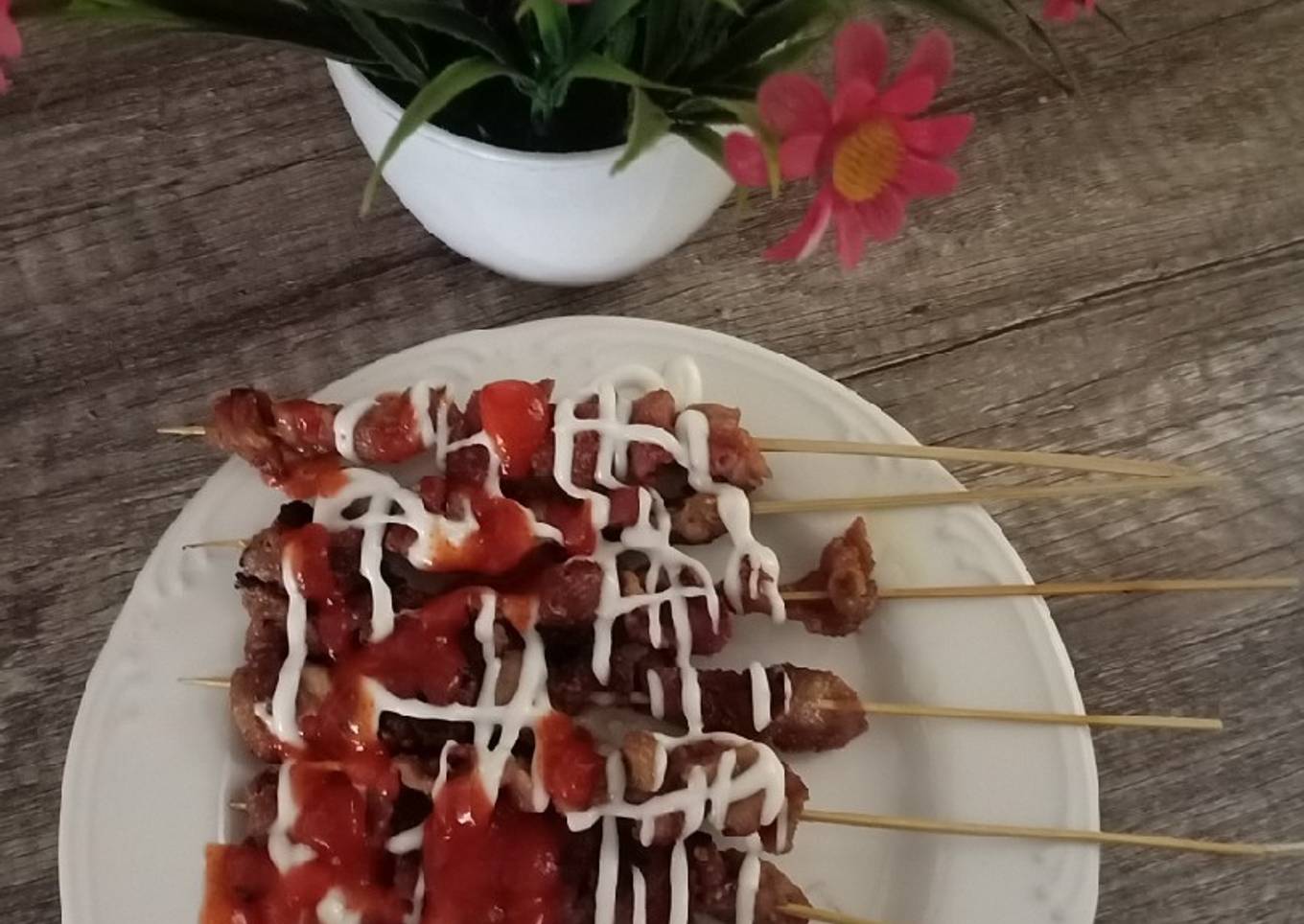 Sate kulit ayam mayones