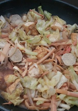 Hình của món Bắp cải kho chay.
