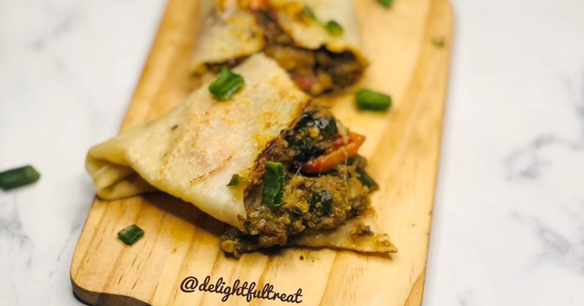 Savoury crepe with minced meat fillings Recipe by Delightfultreat _Kd
