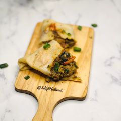 Savoury crepe with minced meat fillings A picture of Savoury crepe with minced meat fillings.