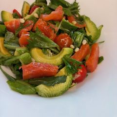 A picture of Salad with smoked sandtrout.