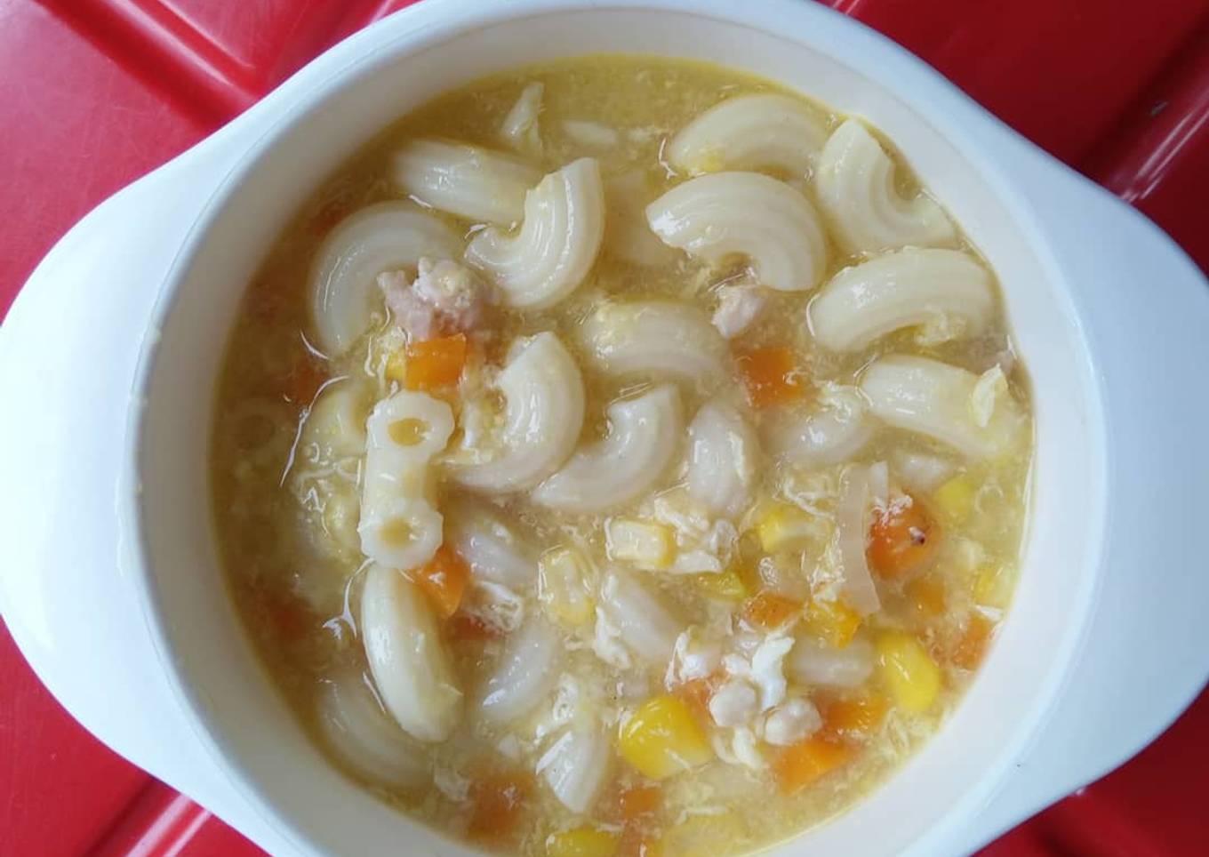 Sup Makaroni Jagung Ayam Wortel