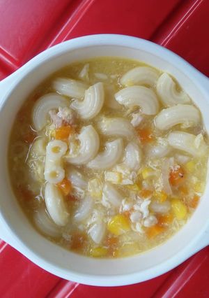 Foto resep Sup Makaroni Jagung Ayam Wortel
