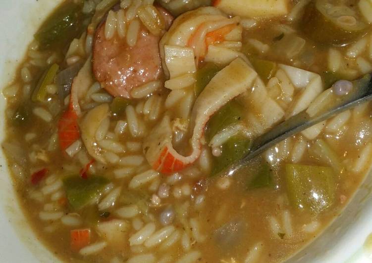 Recipe of Quick Seafood, Chicken, and Turkey Sausage Gumbo