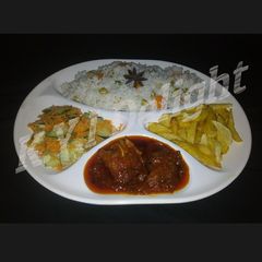 A picture of White rice with vegetables.
